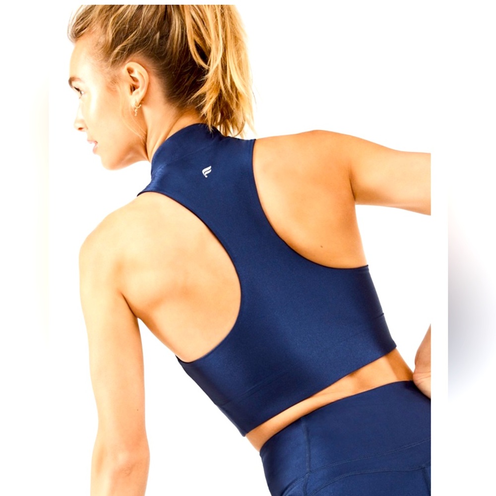 Fabletics Leilani Zip Front Built-In Bra Tank XXS Navy